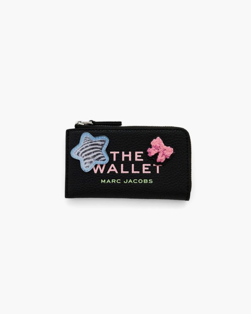 Black Multi Women Marc Jacobs Small Small Leather Goods The Sticker Patch Top Zip Multi Wallet