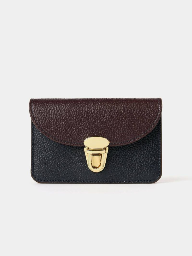 Cambridge Satchel The Small Push Lock Purse - Bordeaux, Midnight & Clay Madras Grain Crossbody Women