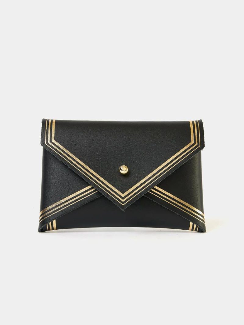 Crossbody Cambridge Satchel The Mini Purse - Black With Gold Foiling Women
