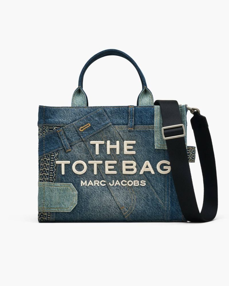 Marc Jacobs The Deconstructed Denim Medium Tote Bag Indigo Multi Women The Tote Bag