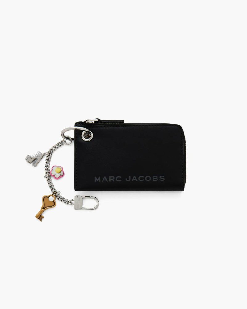 Marc Jacobs Women Black Small Small Leather Goods The Top Zip Charm Wallet