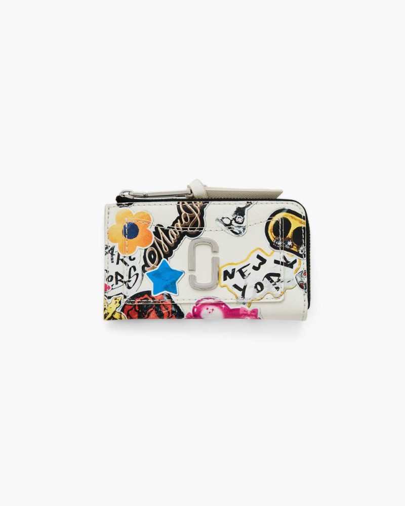 Small Small Leather Goods Marc Jacobs Women White Multi The Sticker Utility Snapshot Top Zip Multi Wallet