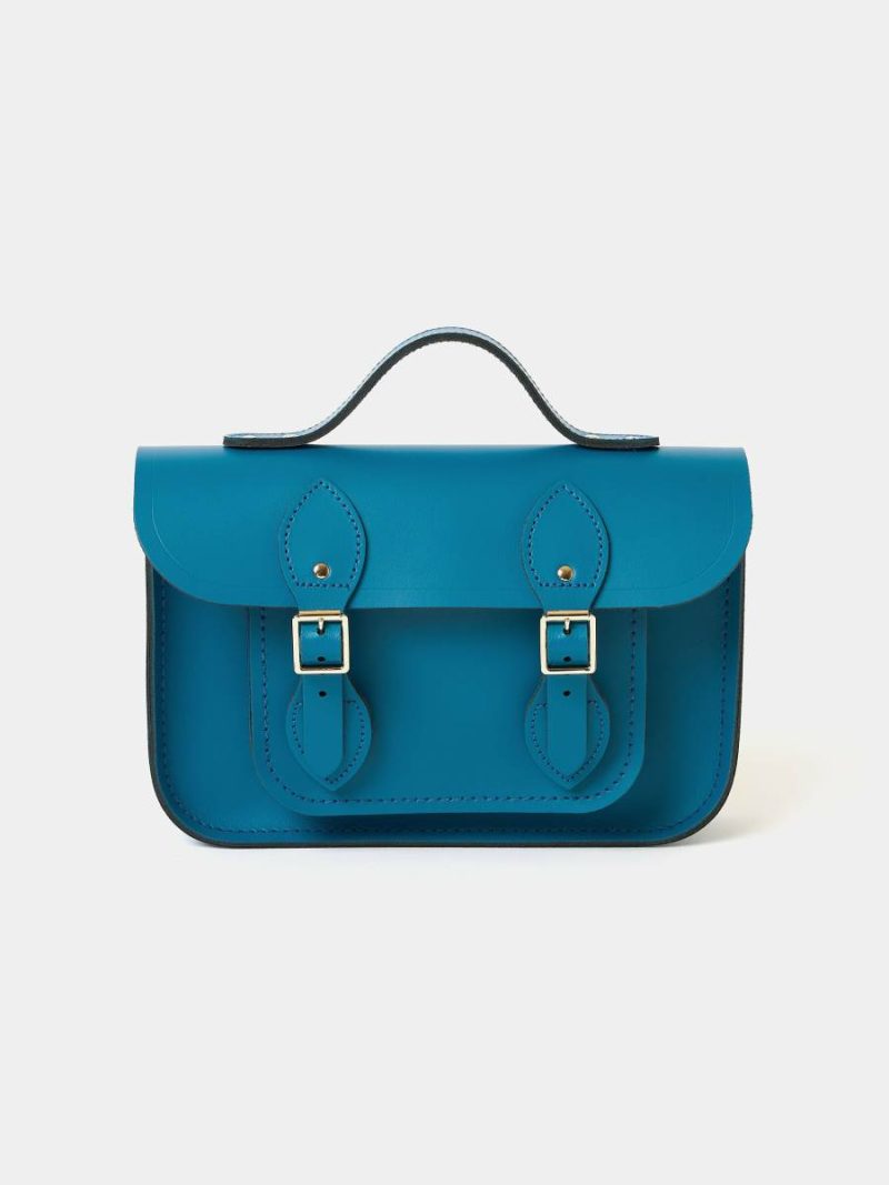 The 11 Inch Batchel - Shiz Blue With Bi-Colour Twisted Strap Cambridge Satchel Women Satchels