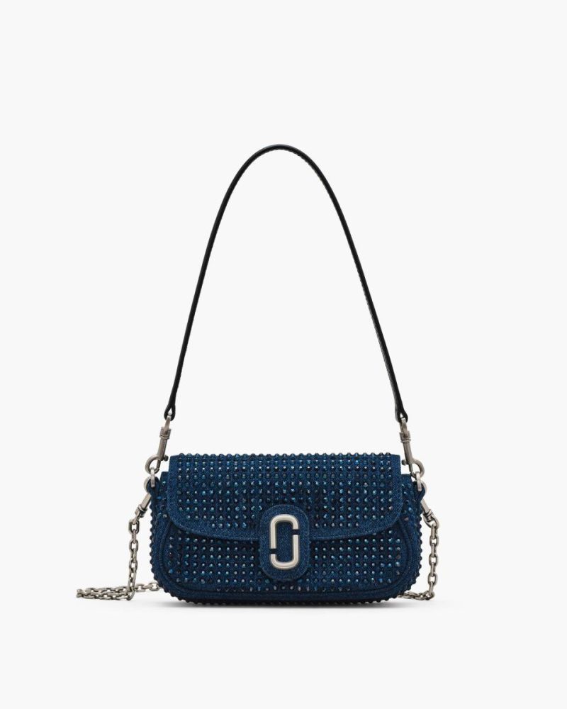 The Crystal Denim Clover Shoulder Bag Shoulder Bags Marc Jacobs Dark Wash Crystal Women