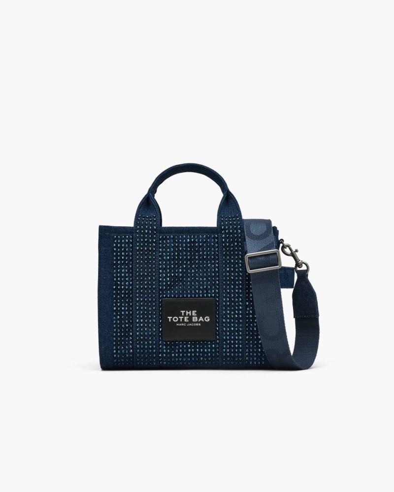 The Crystal Denim Small Tote Bag The Tote Bag Dark Wash Crystal Women Marc Jacobs