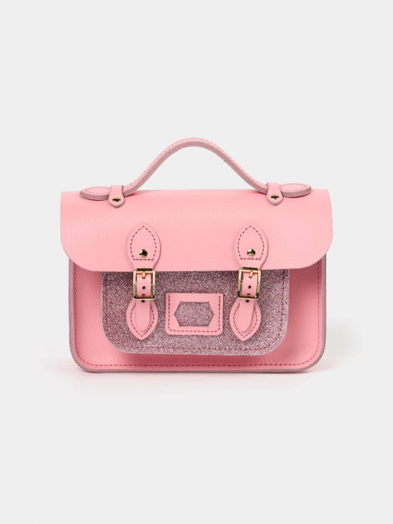 The Mini - Popular Pink Celtic With Pink Glitter Satchels Cambridge Satchel Women