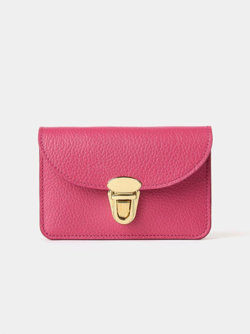 The Small Push Lock Purse - Fuchsia Pink Madras Grain Cambridge Satchel Women Crossbody