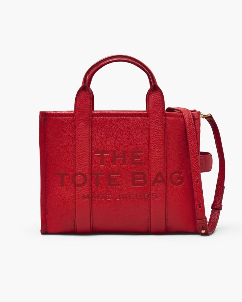 The Tote Bag The Leather Medium Tote Bag Women Marc Jacobs True Red