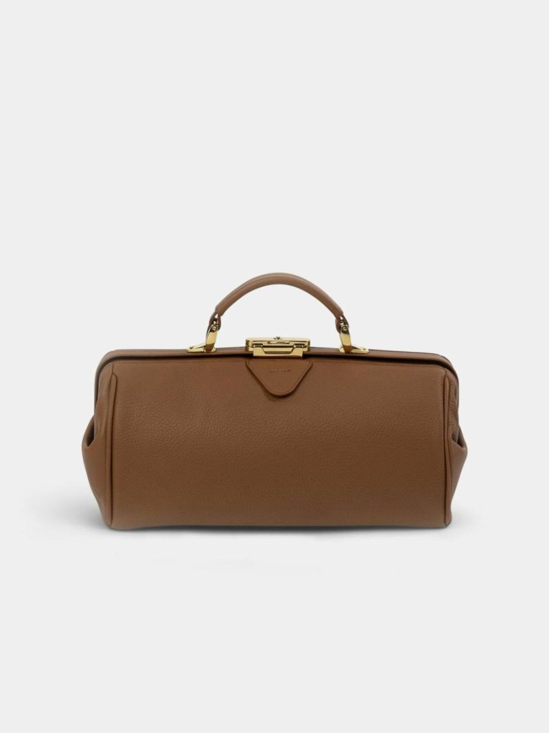 Women Cambridge Satchel The Doctor's Bag -Havana Brown Calf Grain Handbags