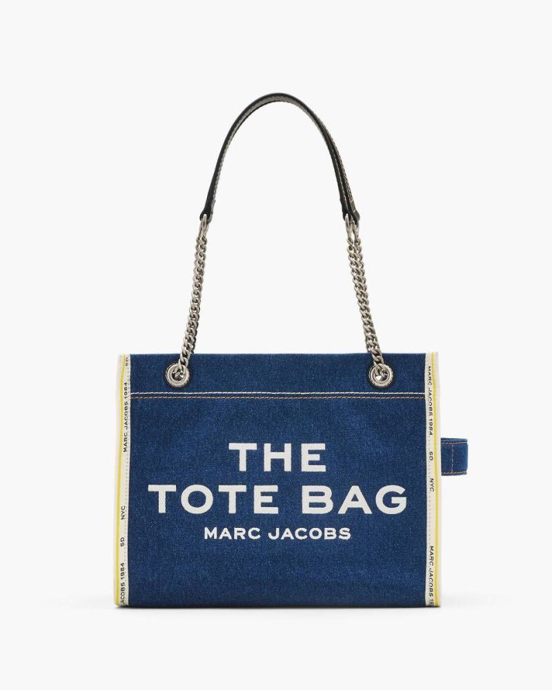 Women The Tote Bag The Denim Chain Medium Tote Bag Marc Jacobs Dark Wash