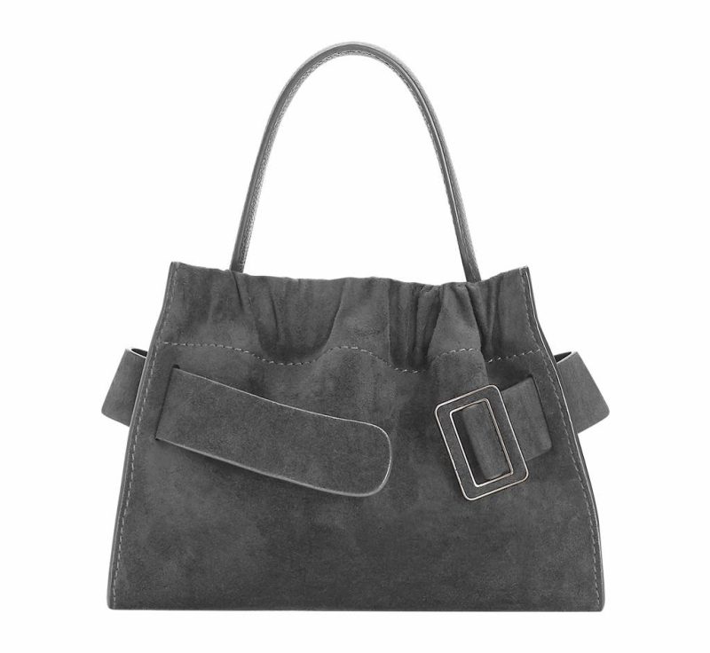 Boyy Cross Body Square Scrunchy, Suede Women Piombo