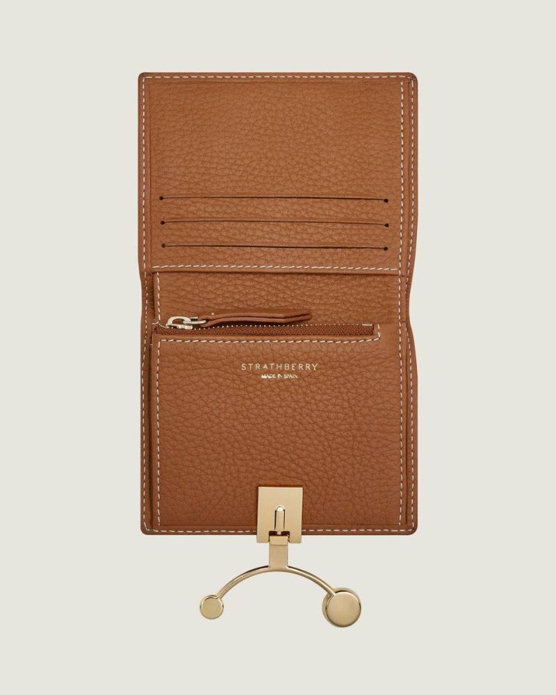 Crescent Wallet Women Wallets Tan With Vanilla Stitch Strathberry