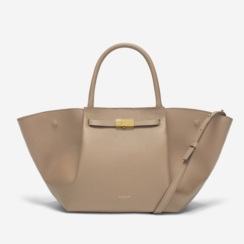 Demellier Dark Sand Small Grain The Midi New York Crossbody Bags Women