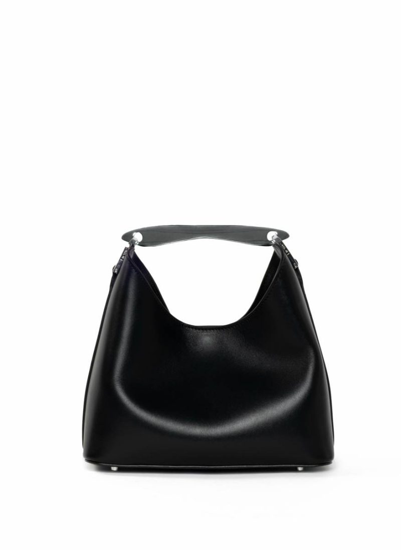 Elleme Women Black Small Boomerang Leather Black - Silver Boomerang