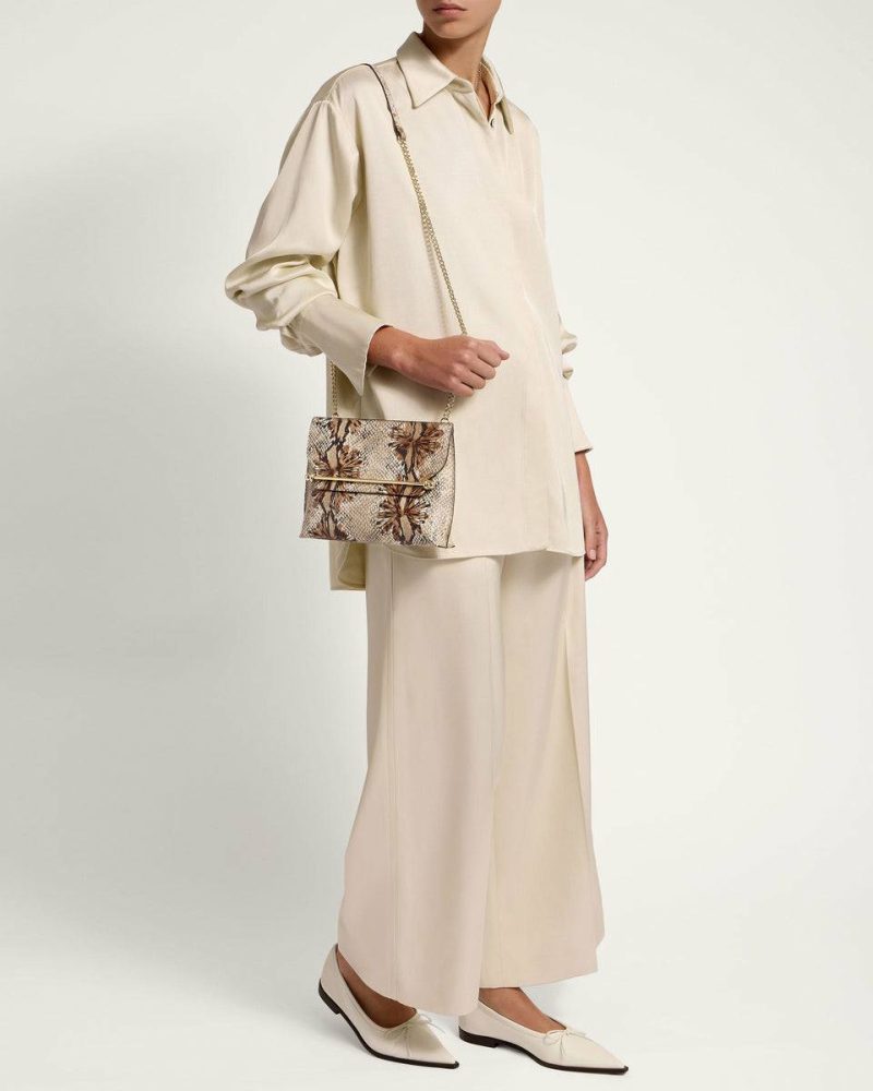 Embossed Edit Bags Stylist Strathberry Floral Snake-Embossed Leather Chocolate Women