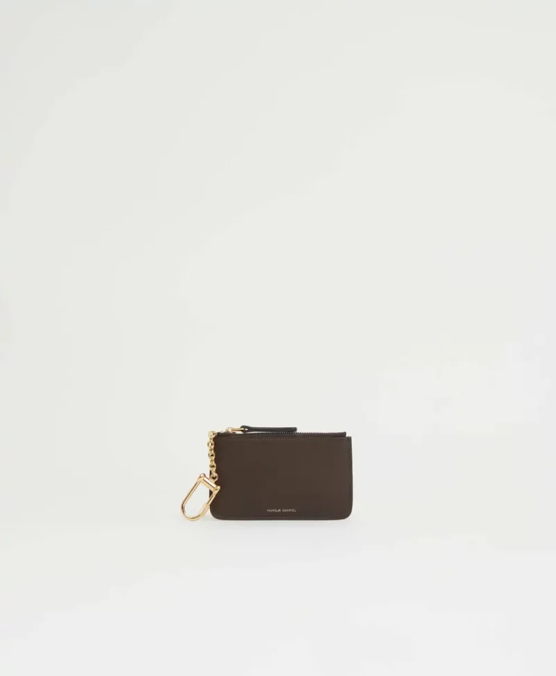 Keychain Zip Case Women Chocolate Small Wallets Mansur Gavriel