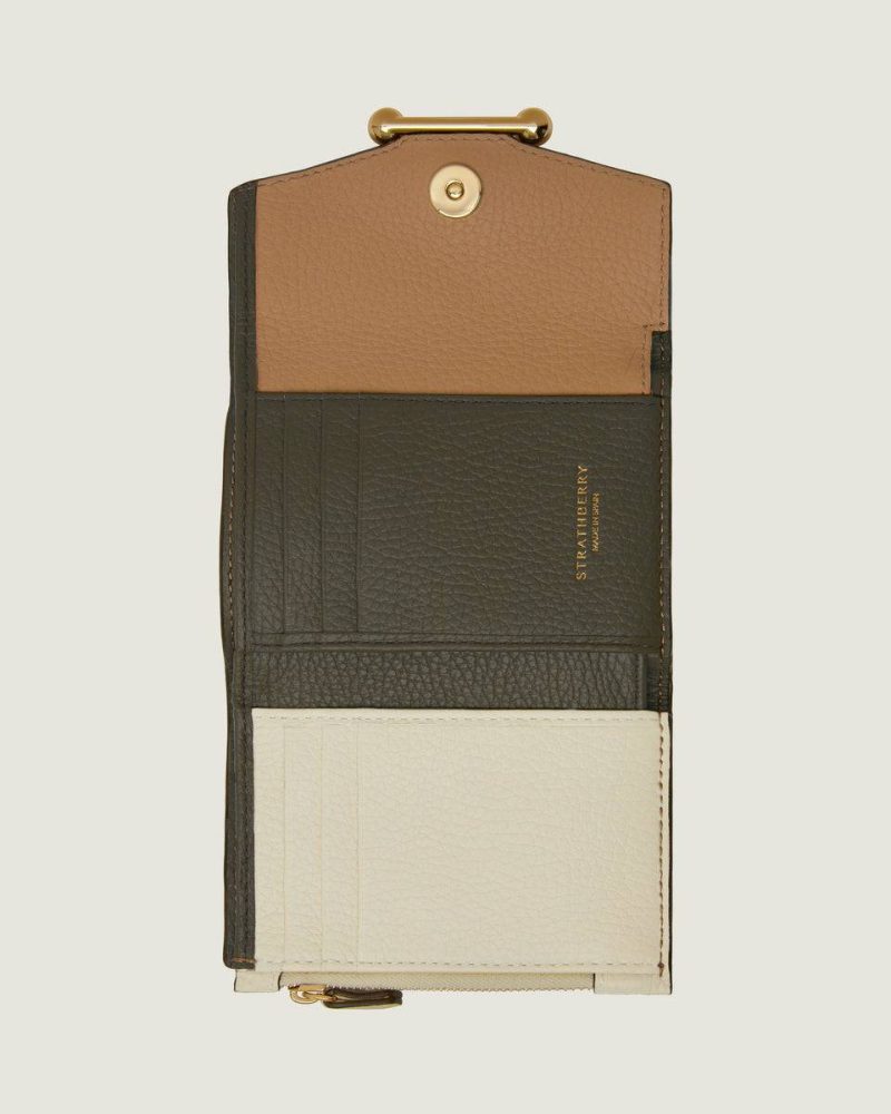 Khaki/Caramel/Diamond Women Strathberry Wallets Mosaic Trifold Wallet