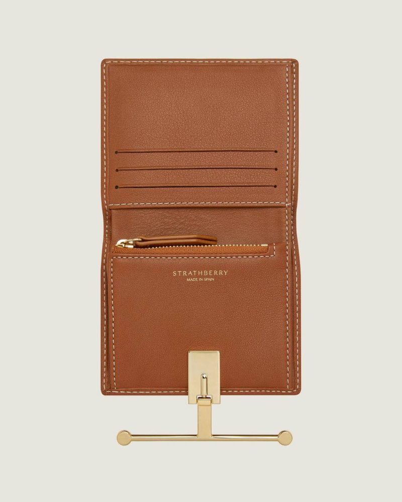 Melville Street Wallet Strathberry Women Chestnut With Vanilla Stitch Wallets