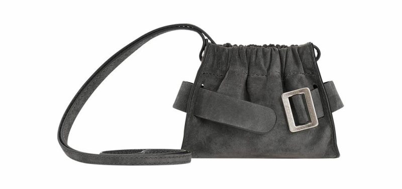 Micro Scrunchy Soft, Suede Cross Body Women Boyy Piombo