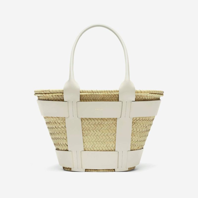 Natural Basket Off-White Smooth Demellier Shoulder Bags The Santorini Women