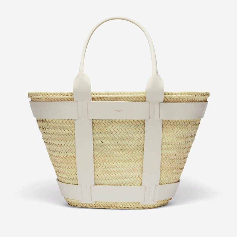 Natural Basket Off-White Smooth Shoulder Bags Women Demellier The Maxi Santorini