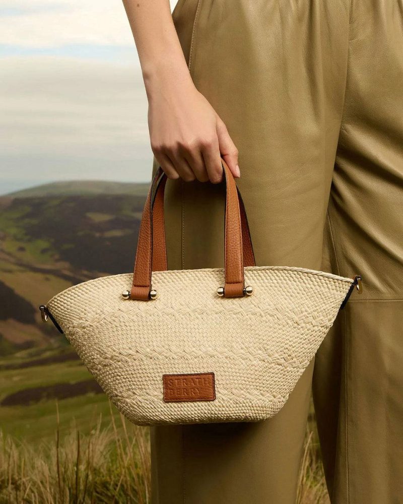 Natural Iraca Palm Small & Mini Bags Women Strathberry Small Palm Basket