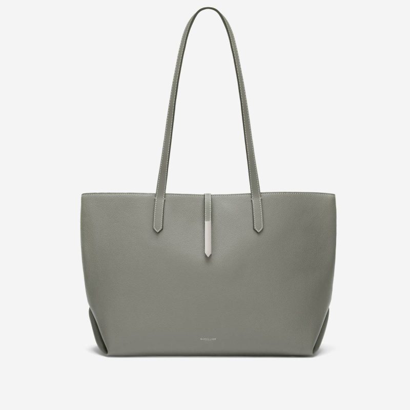 Shoulder Bags Demellier Women The Tokyo Tote Stone Grey Small Grain Ecru Stitching