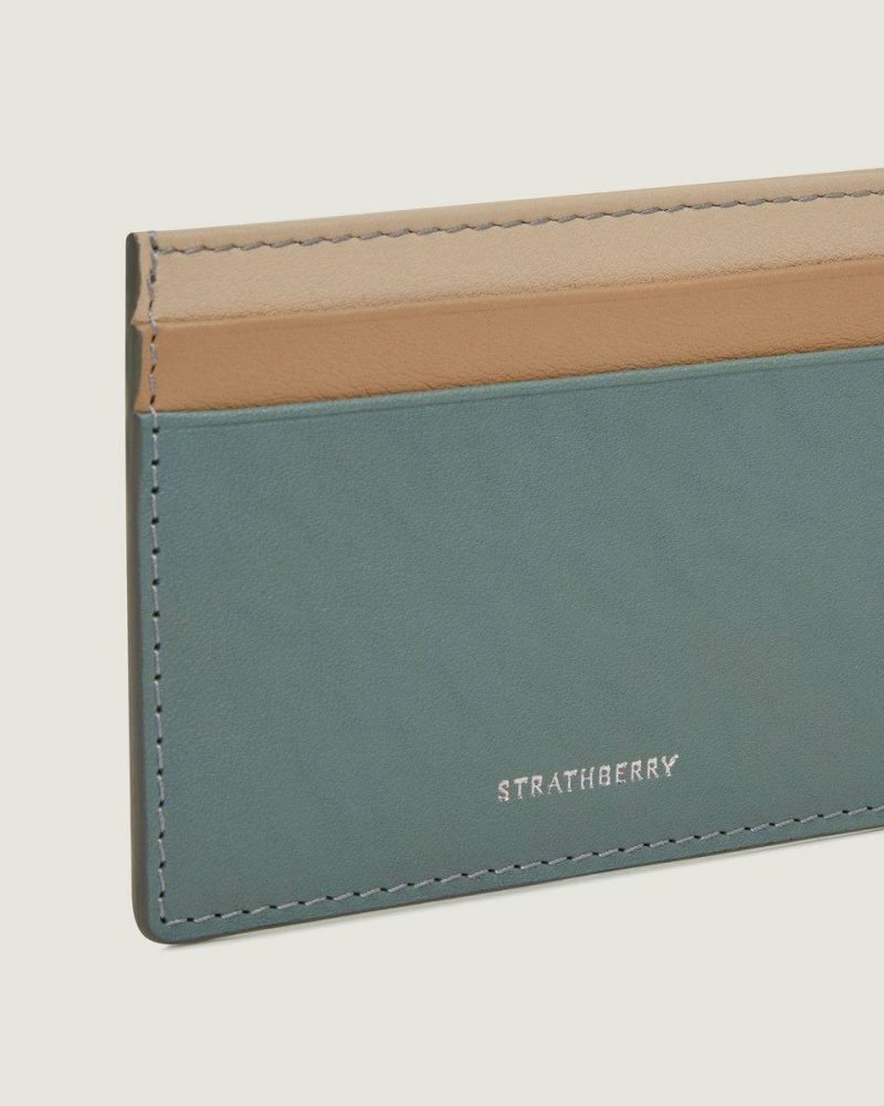 Strathberry Wallets Cardholder Stone Blue/Mushroom/Oat Tri Colour Women