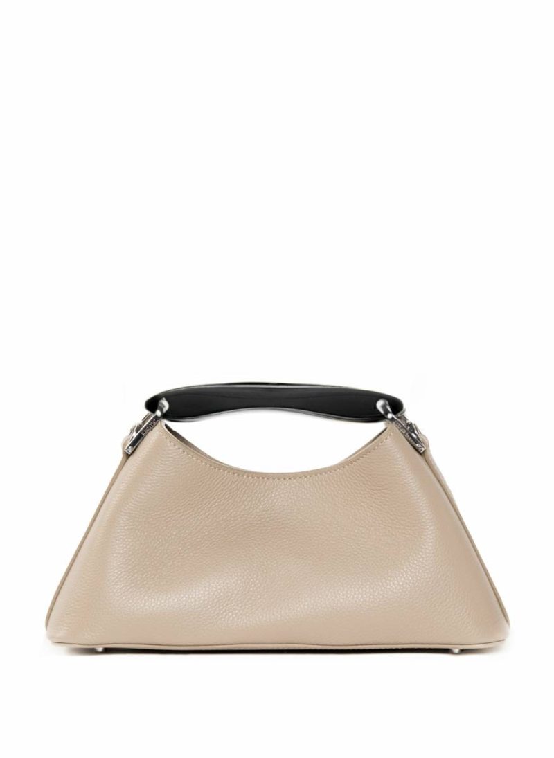 Taupe Elleme Boomerang Women Mini Boomerang Pebbled Leather Taupe - Silver