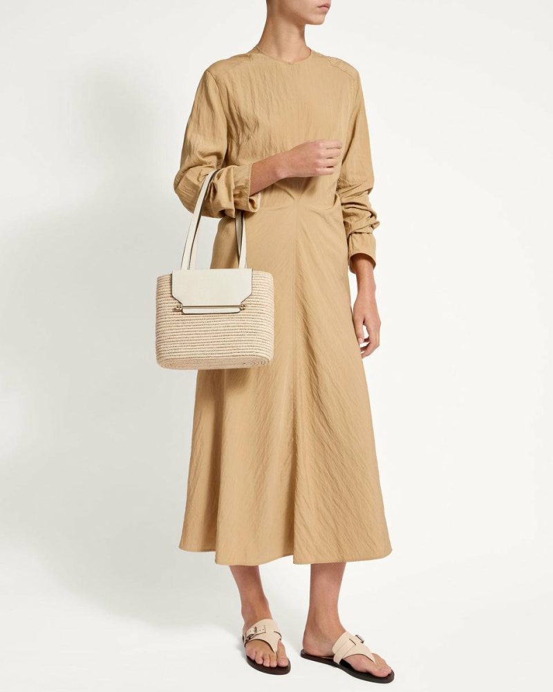 The Strathberry Basket (Small) Women Raffia/Leather Vanilla Shoulder Bags