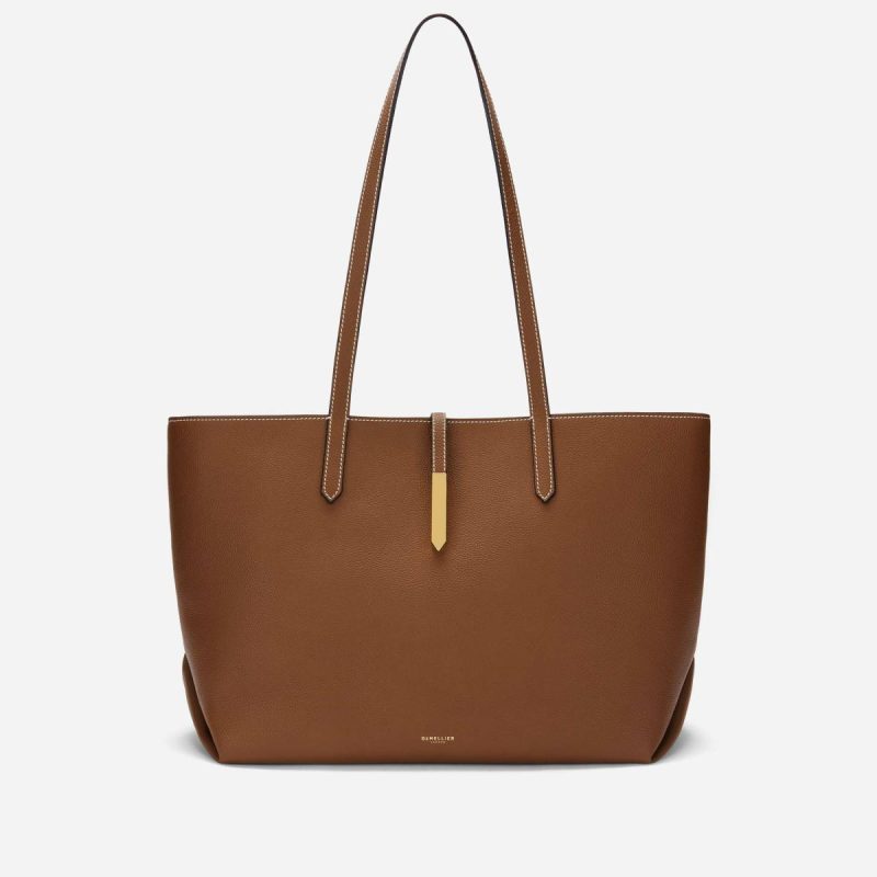 The Tokyo Tote Demellier Shoulder Bags Women Tan Small Grain Ecru Stitching