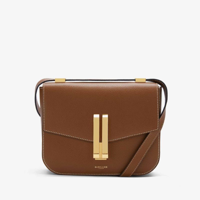 The Vancouver Women Crossbody Bags Tan Small Grain Ecru Stitching Demellier