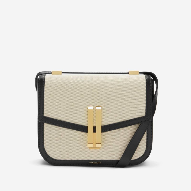 The Vancouver Women Salt & Pepper Canvas Black Smooth Crossbody Bags Demellier