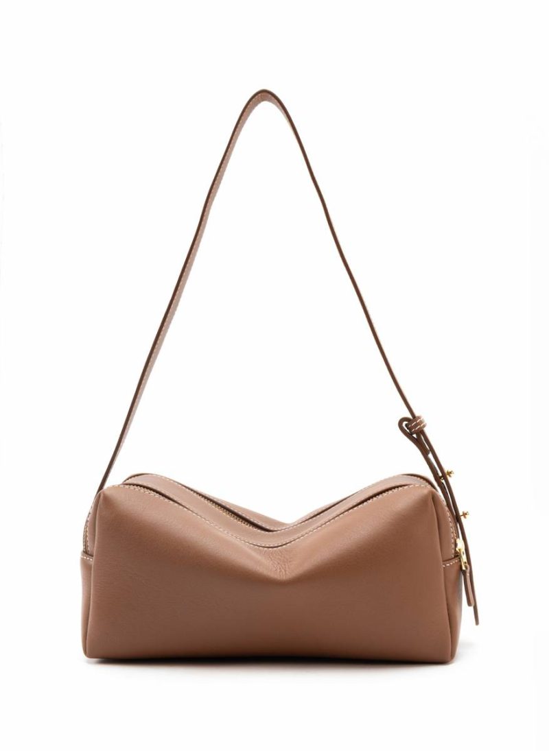Trousse Pebbled Leather Cognac/White Stitching Elleme Trousse Cognac Women