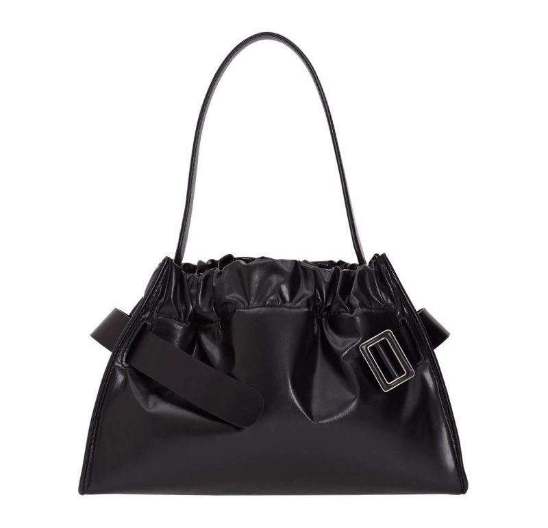 Women Cross Body Scrunchy Satchel, Rebel Boyy Black