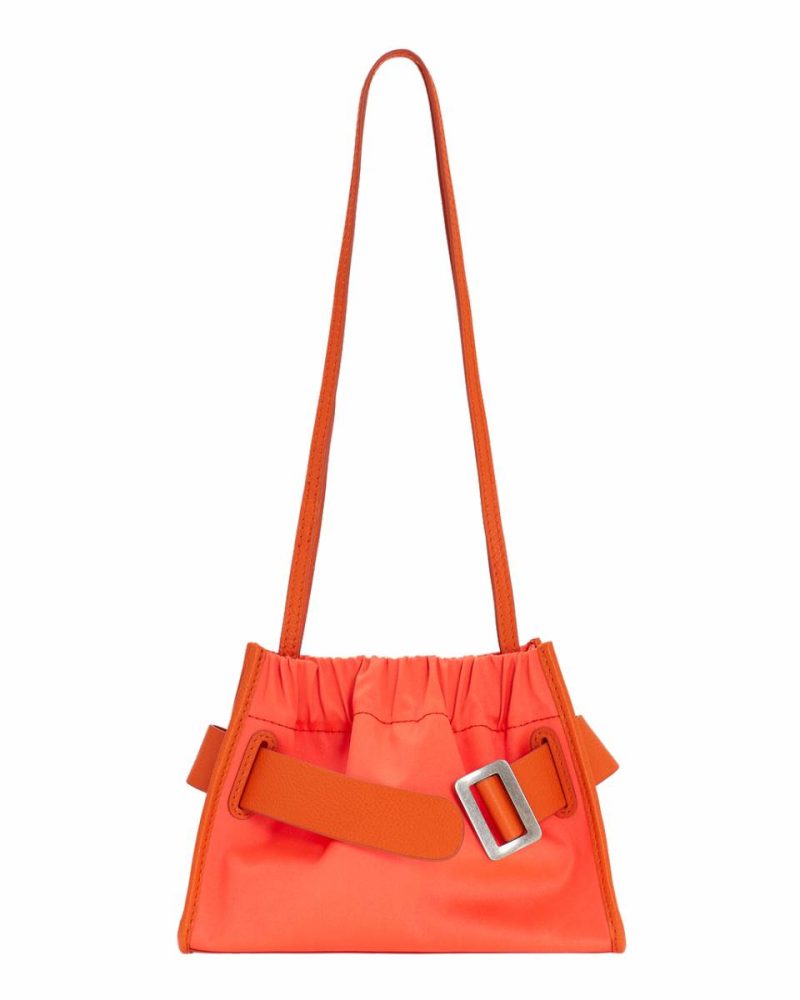 Women Cross Body Square Scrunchy Soft, Nylon Boyy Neon Orange